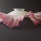 French Vintage 1930s Patterned Pink And White Frilled Glass Shade
