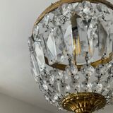 Hot air balloon chandelier with crystal and brass tassels