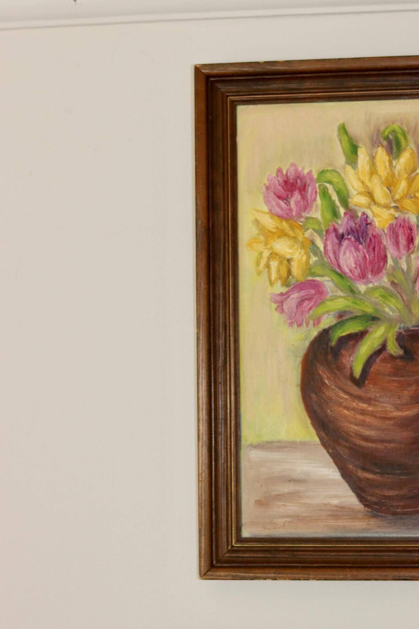 Original Swedish Mid-Century Oil on Panel " Still Life" by Solveig Dahlberg - Vintage & Framed