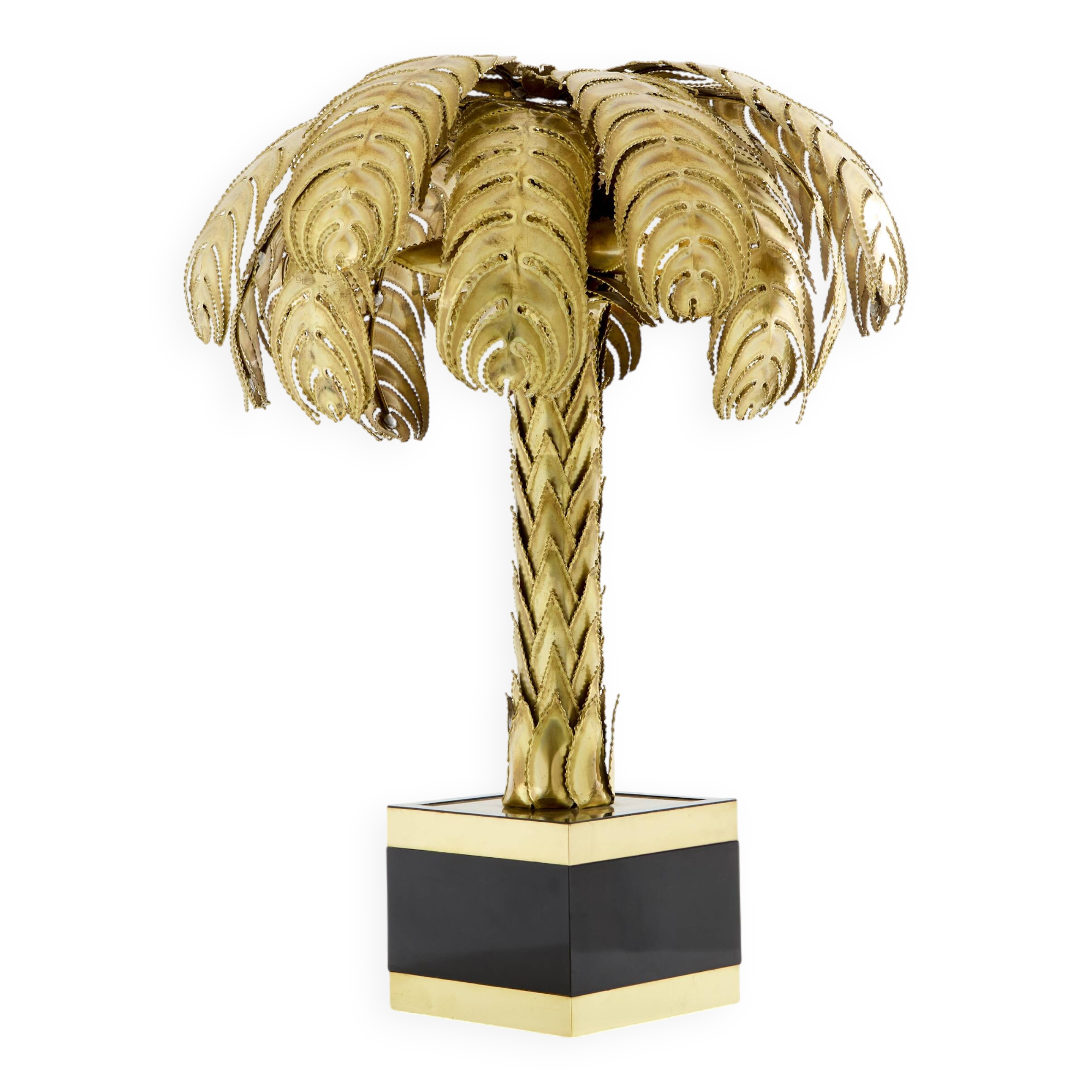 Christian Techoueyres brass palm lamp for Maison Jansen 1970s