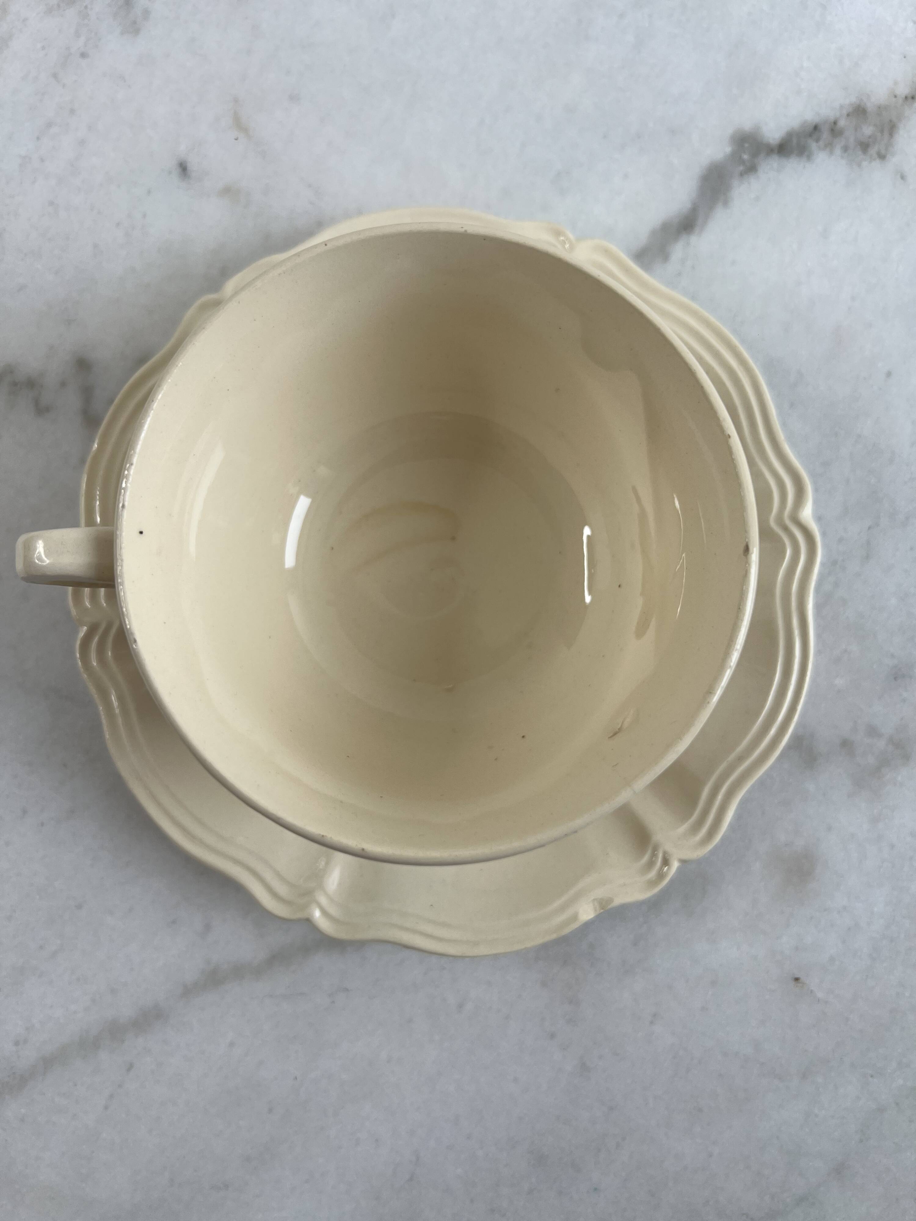 Iron earth tea cup Sarreguemines and Digoin