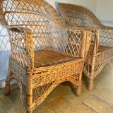 Paire de fauteuils en osier, 1960