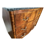 Art Deco curved chest of drawers in walnut