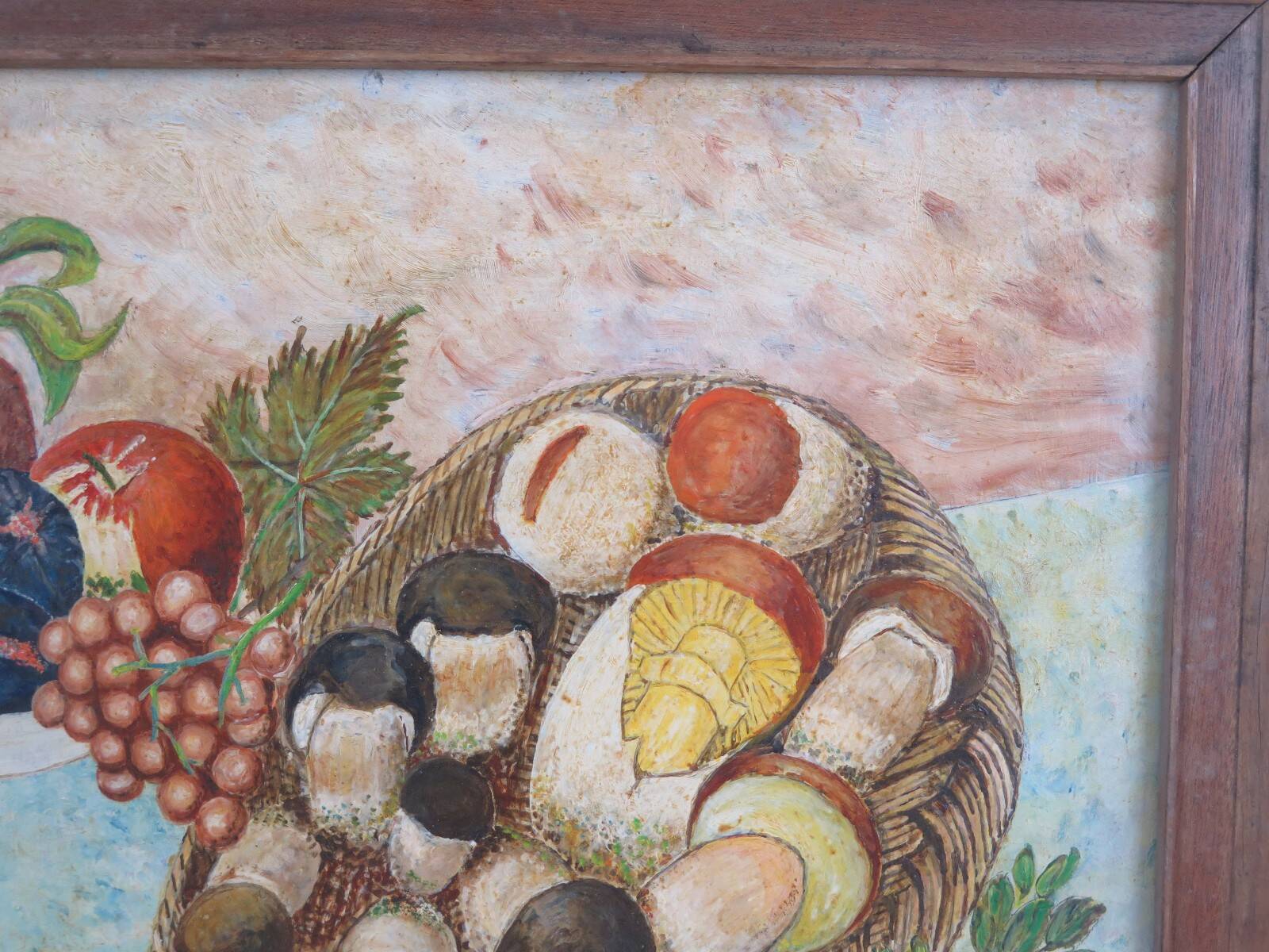 Oil painting still life signed and dated, painted on board with frame B8