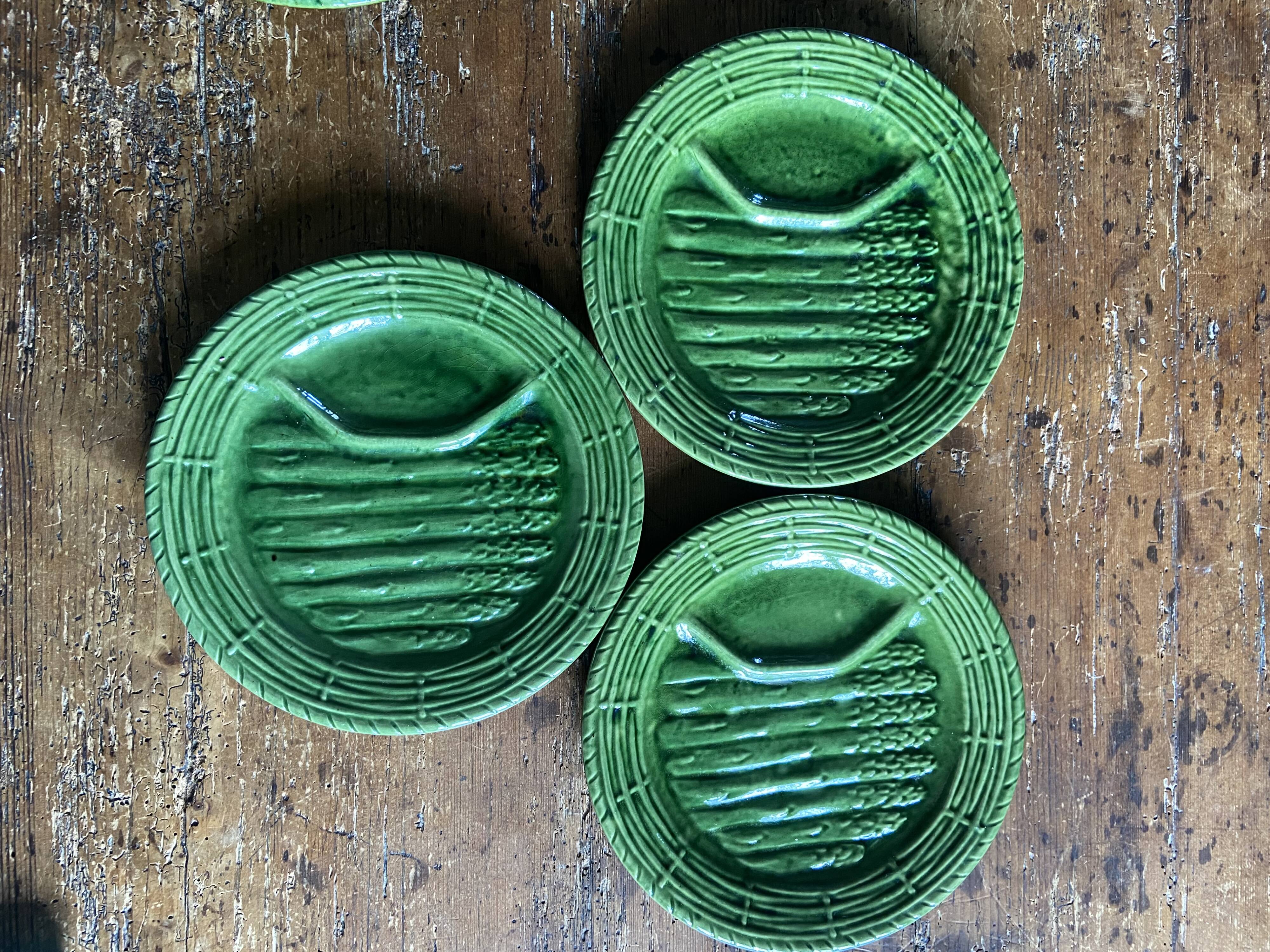 Green asparagus plates in slurry Vallauris 6 pieces