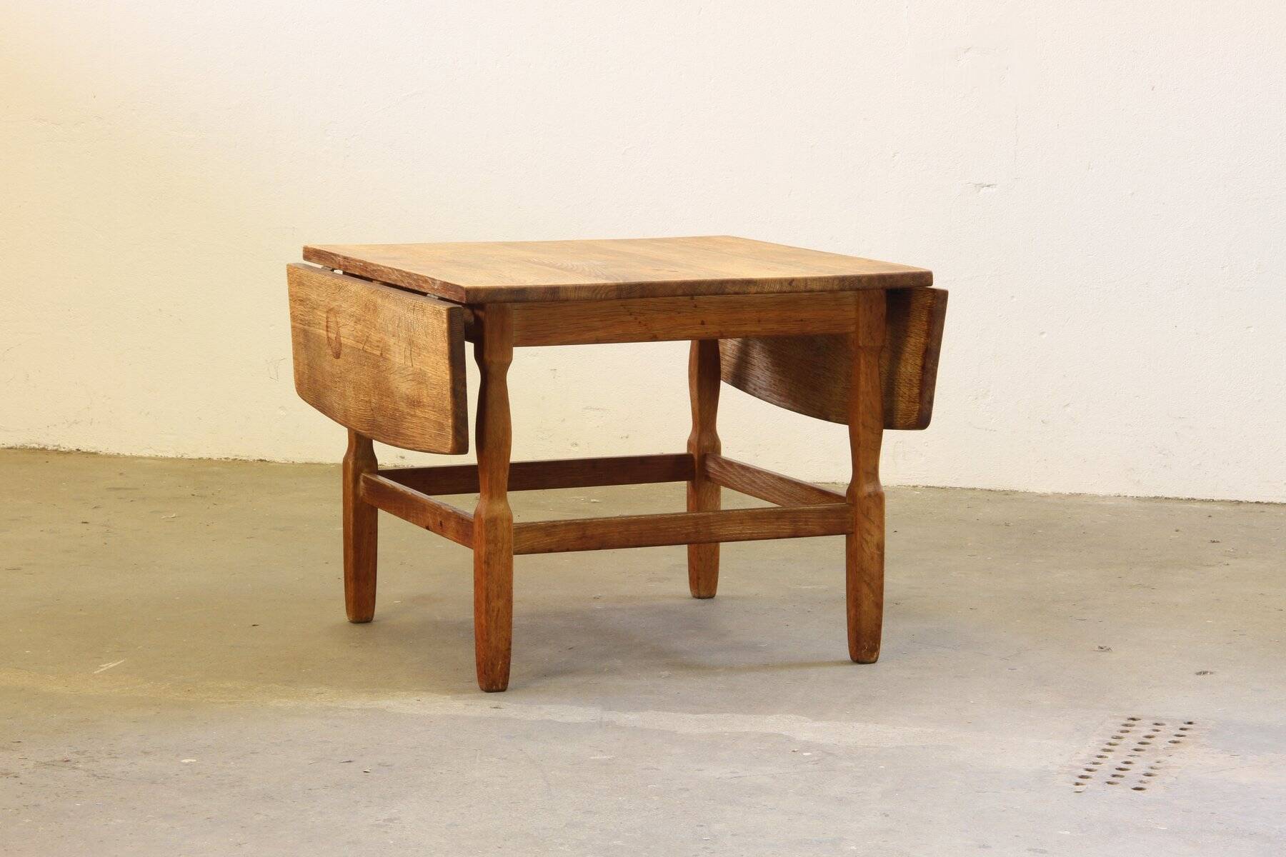 Mid-century brutalist Danish coffee table in oak attributed to Kjærnulf, 1960s