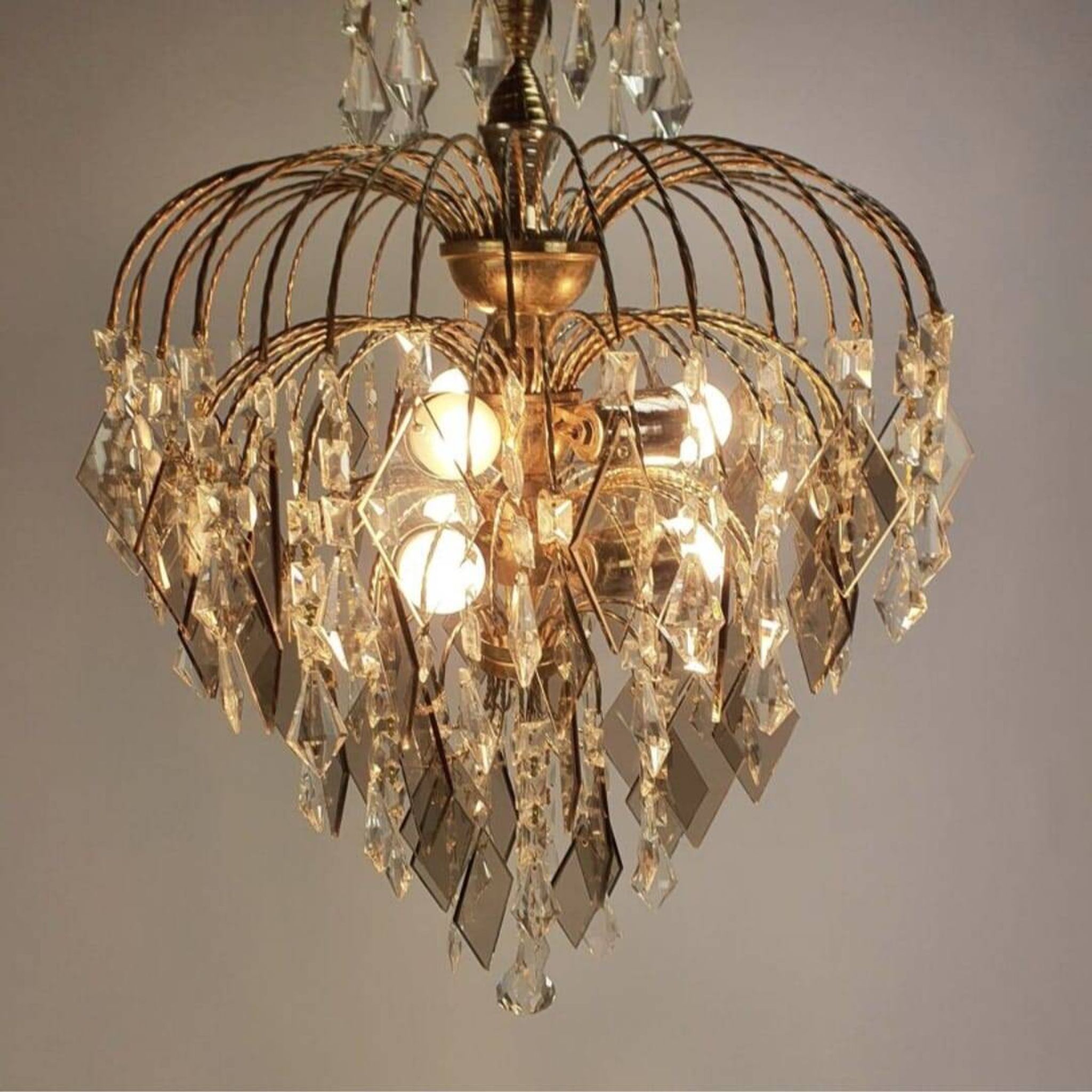 Hollywood Regency crystal and glass chandelier, 1970s