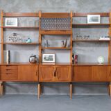 Mid-Century Modular Free Standing  Teak Wall Unit by Kjell Riise for Brodrene Jatogs, Norway, 1960s