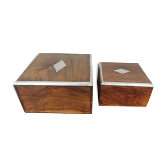 Pair of vintage wooden and metal boxes