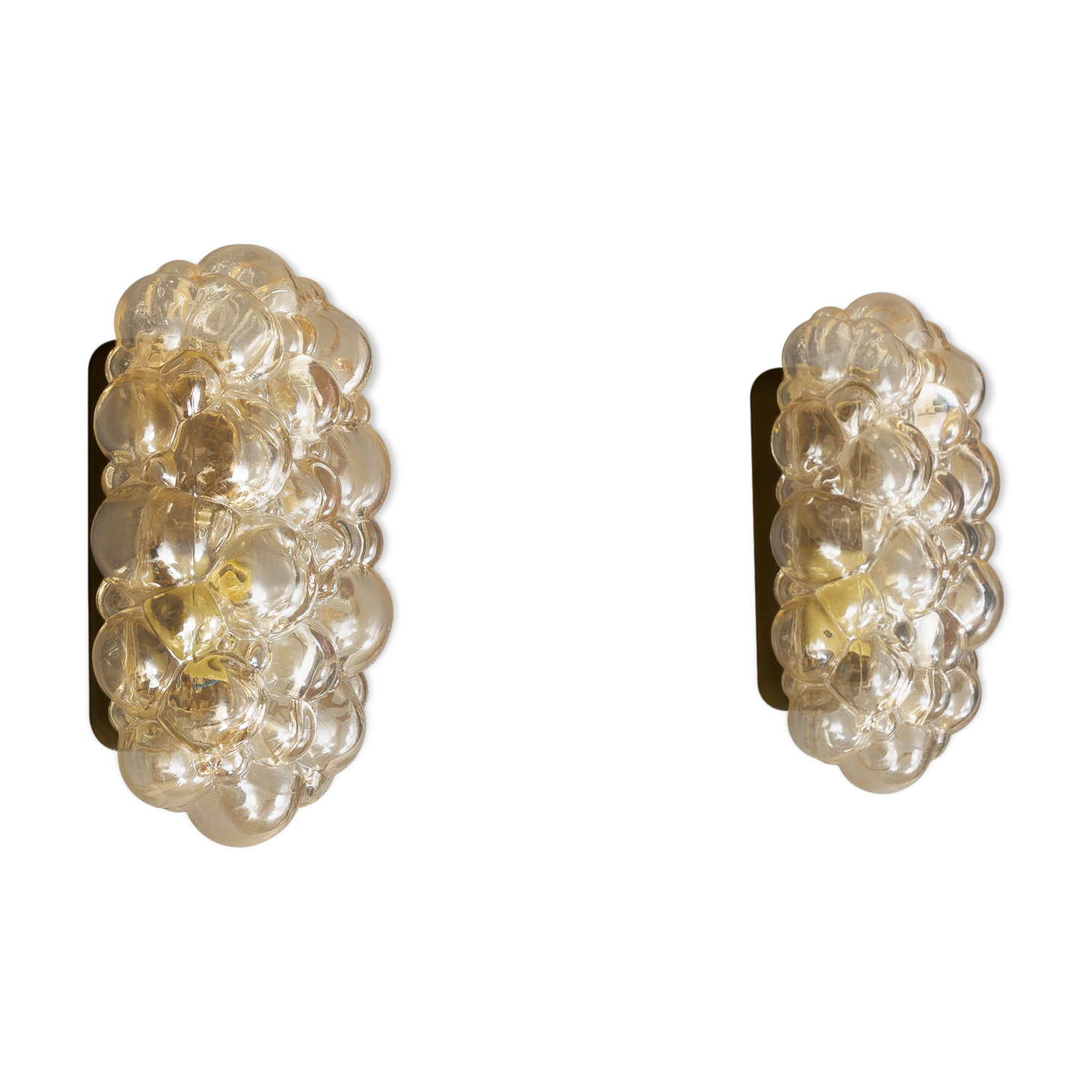 Pair of  bubble glass wall lamps by Helena Tynell for Limburg 1960