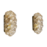 Pair of  bubble glass wall lamps by Helena Tynell for Limburg 1960