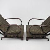 1930s Pair of Restored Art Deco Adjustable Armchairs, Czechoslovakia