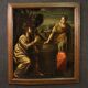Peinture italienne antique Le Christ et la Samaritaine au puits