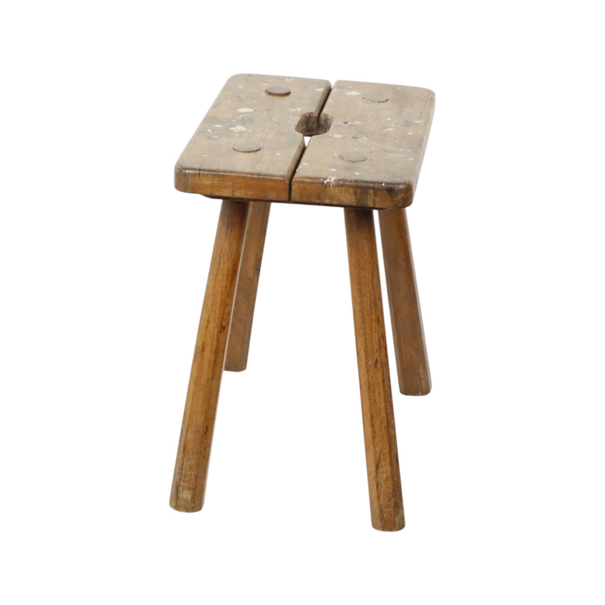 Characterful Milk Stool Solid Wood Stool Rustic