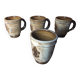 Set of 4 beige ceramic mugs fleur de lys vintage