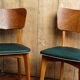 Set of 2 chairs, moleskine and wood