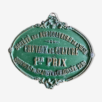 Plaque de concours agricole de 1930