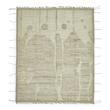 Tapis turc contemporain noué à la main en laine beige 253 cm x 307 cm