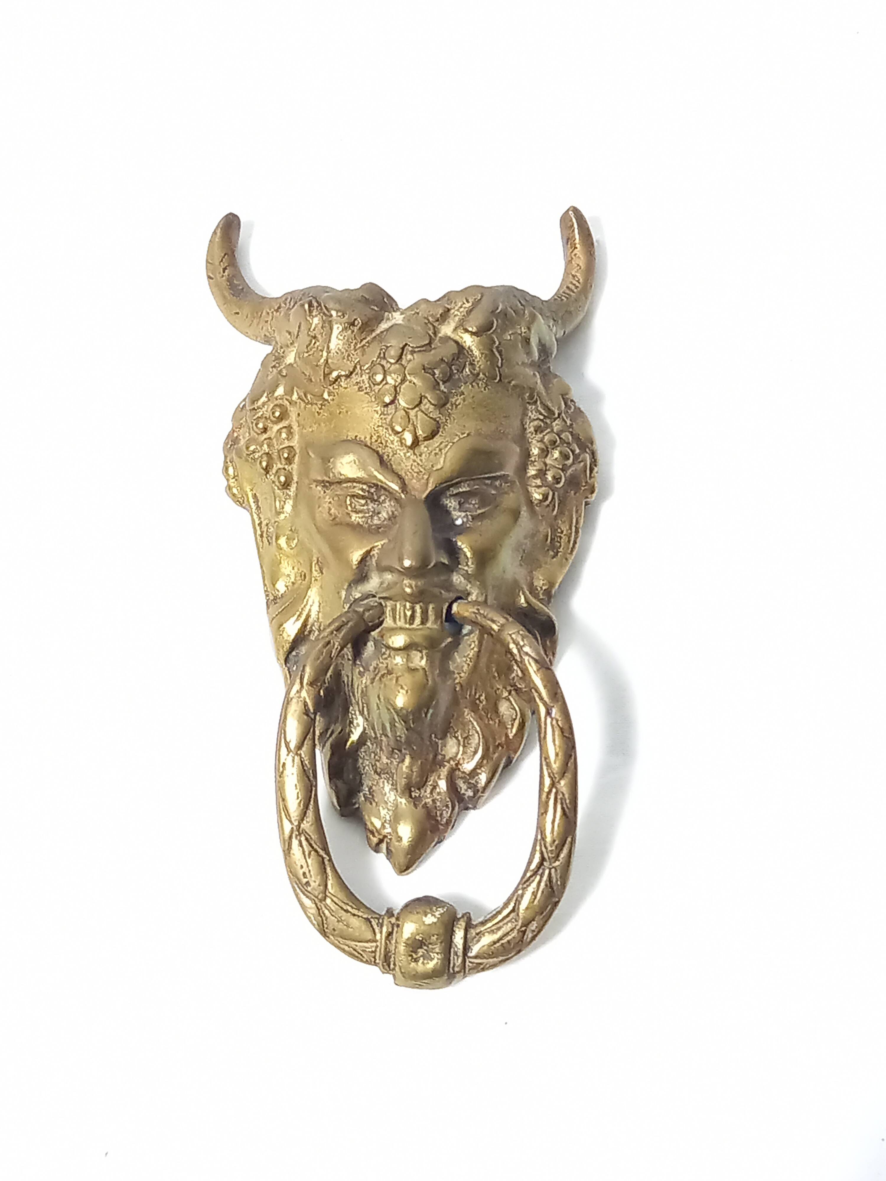 Satyr Head Knocker in Gilt Bronze