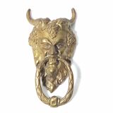Satyr Head Knocker in Gilt Bronze