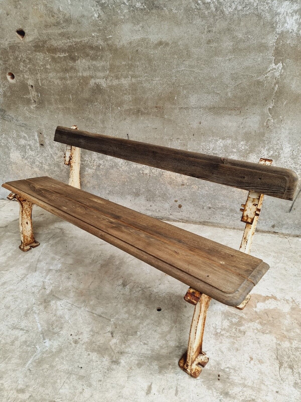 Old garden bench park bench oak with cast iron 160 cm