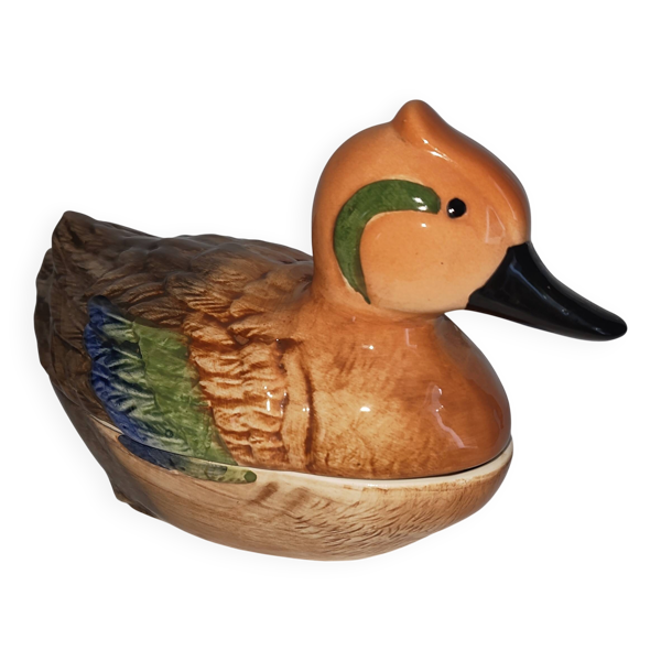Terrine Canard Sarcelle en faïence – Michel Caugant – Vintage