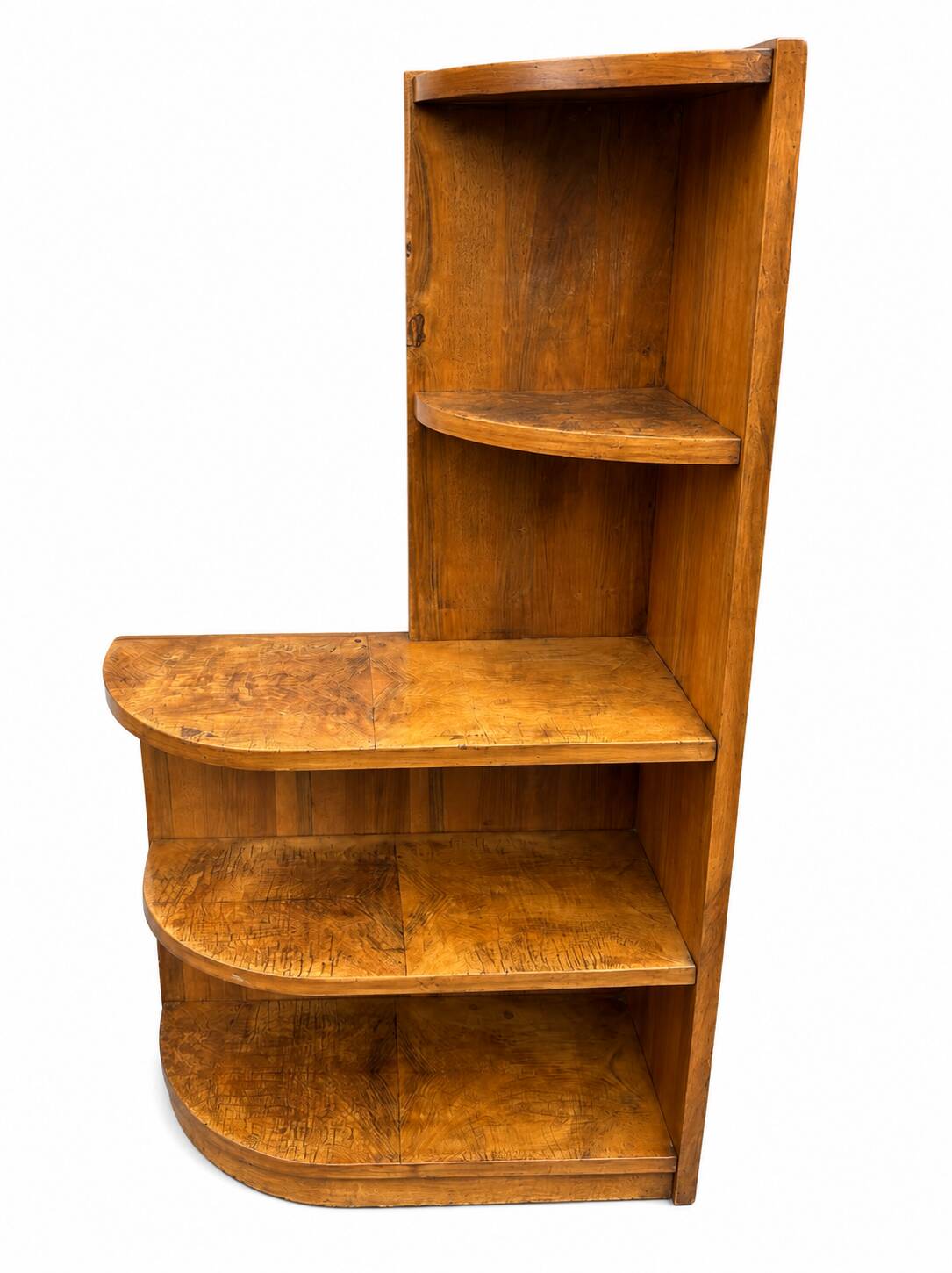 Art Deco corner shelf in French walnut, 1950.