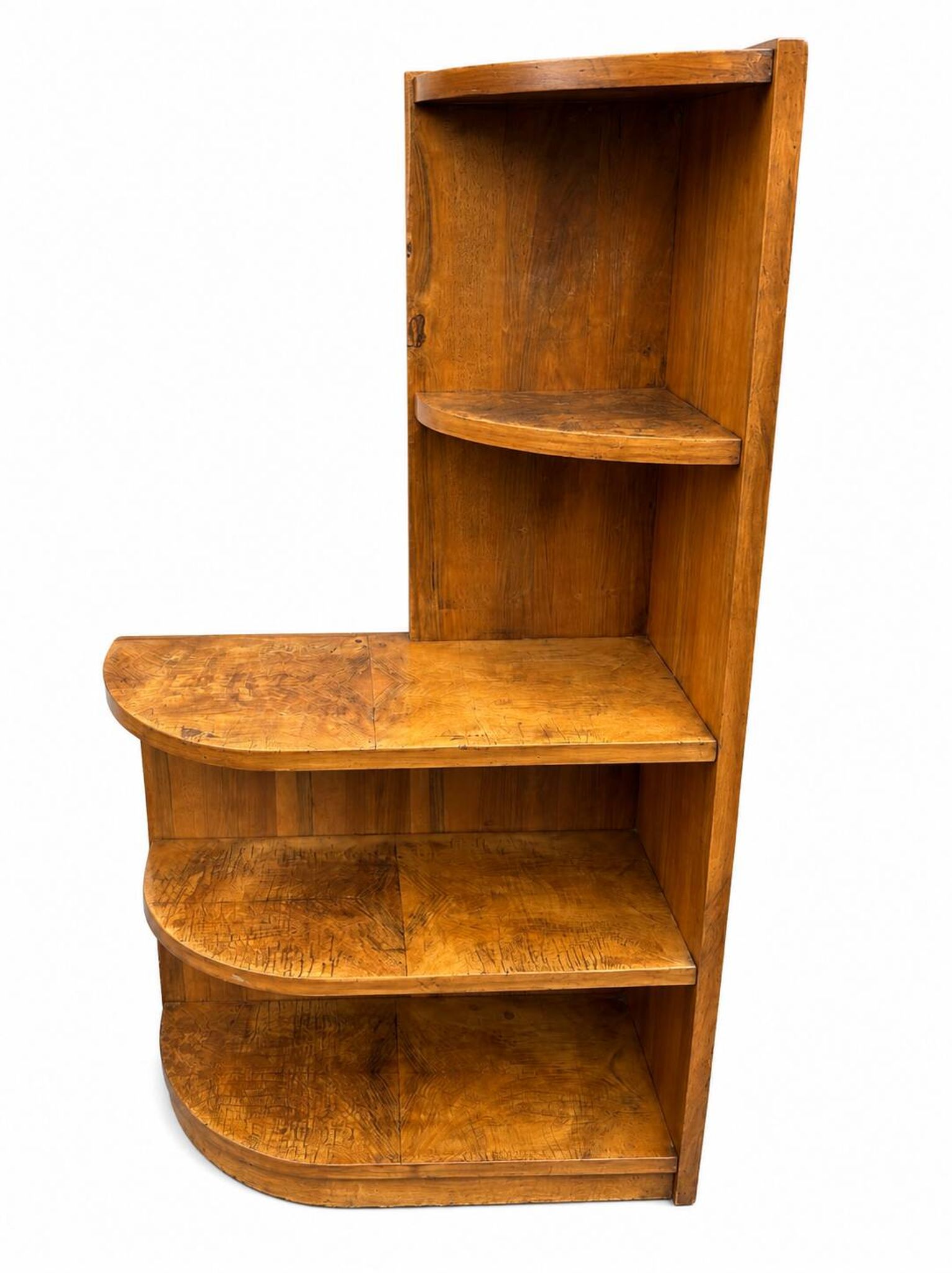 Art Deco corner shelf in French walnut, 1950.