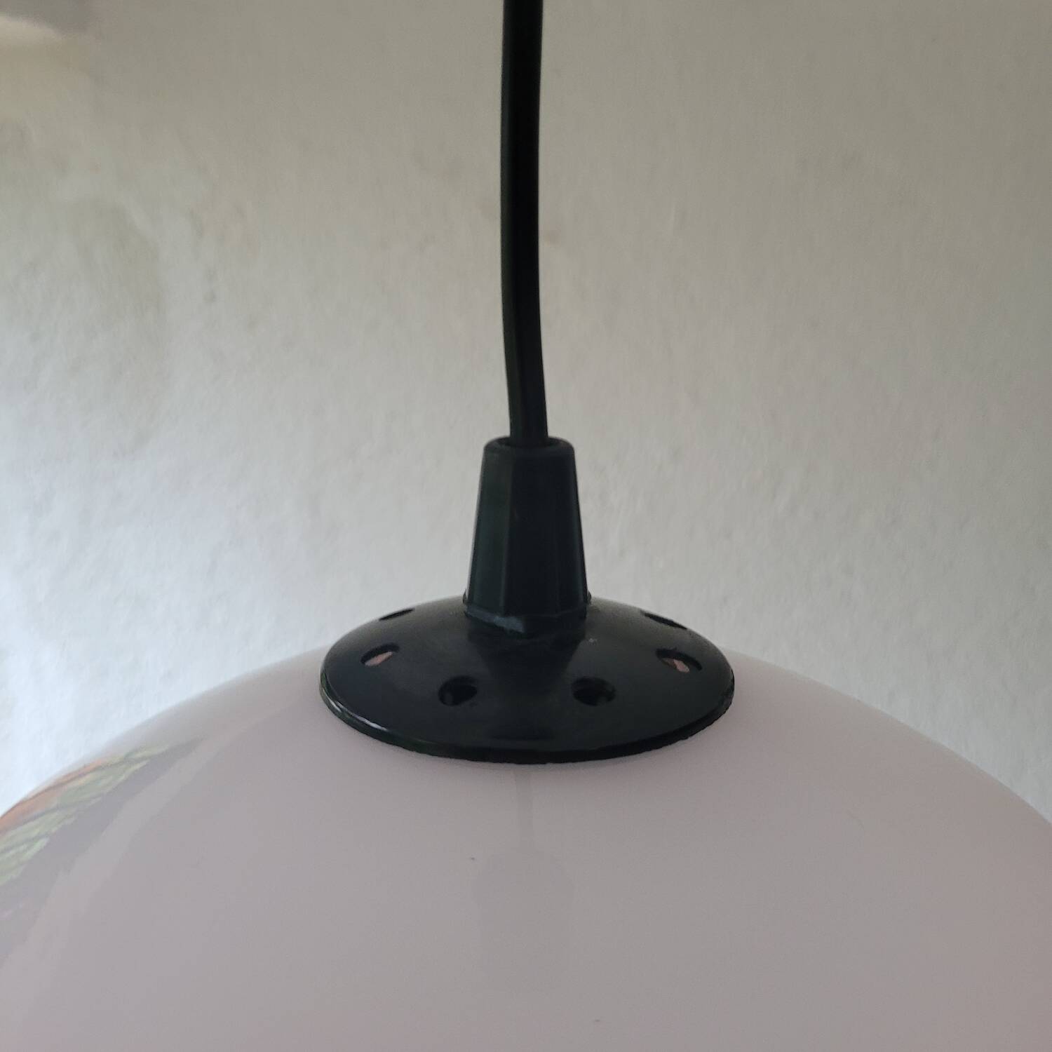 70s pop pendant light orange & white – opaline glass, equipped