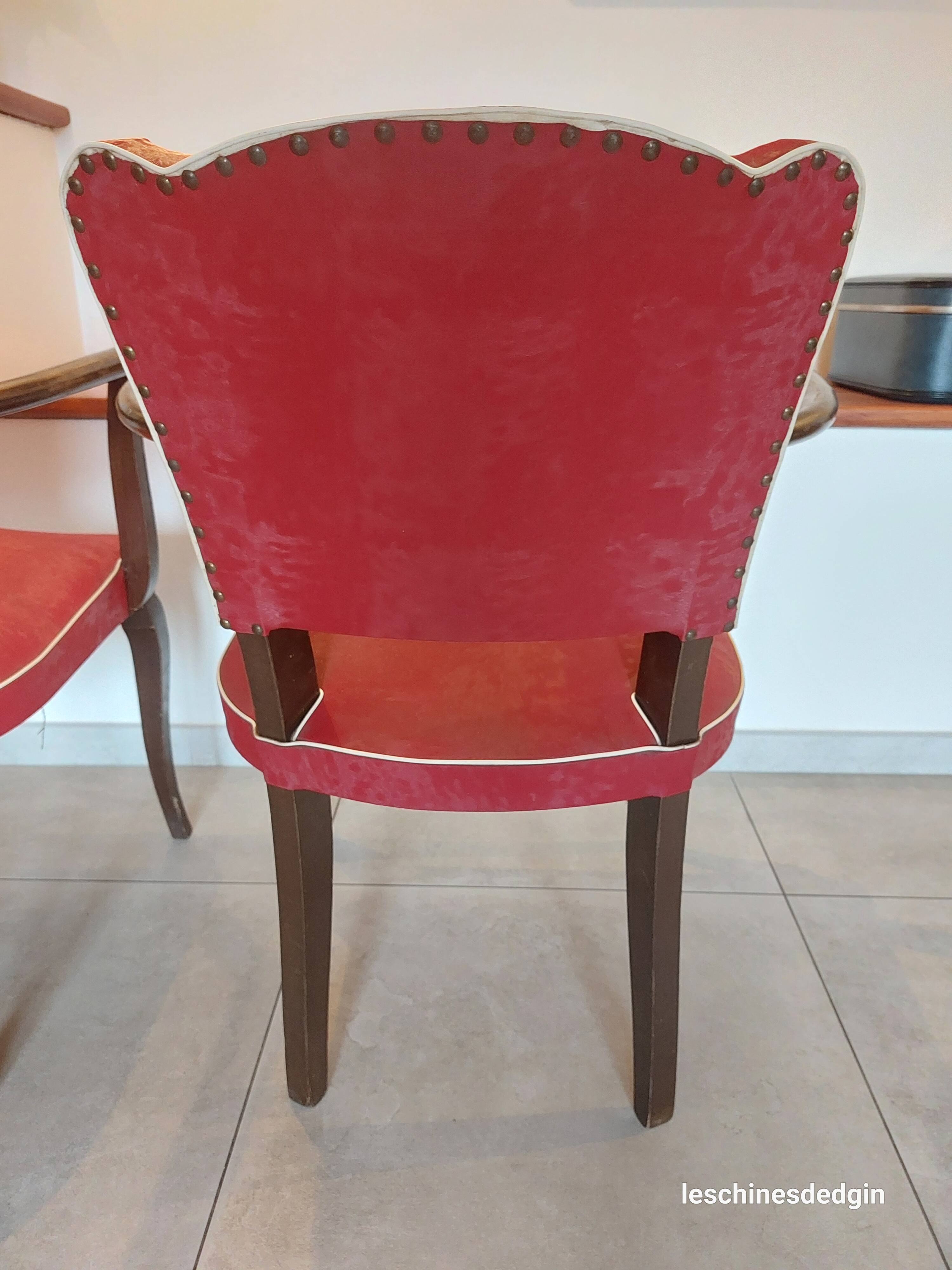pair of red bridge armchairs