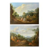Pair of small paintings, Entourage of Jan Peeter Verdussen, oil on panel, 18th century