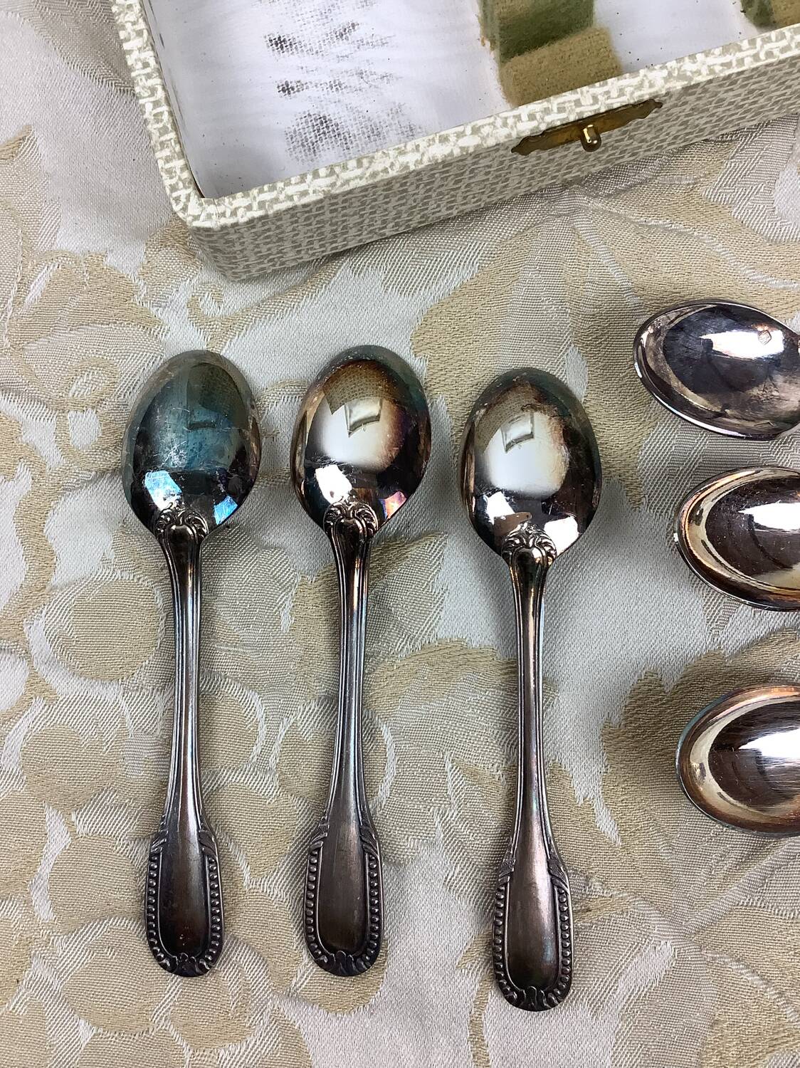 Box of 12 old spoons