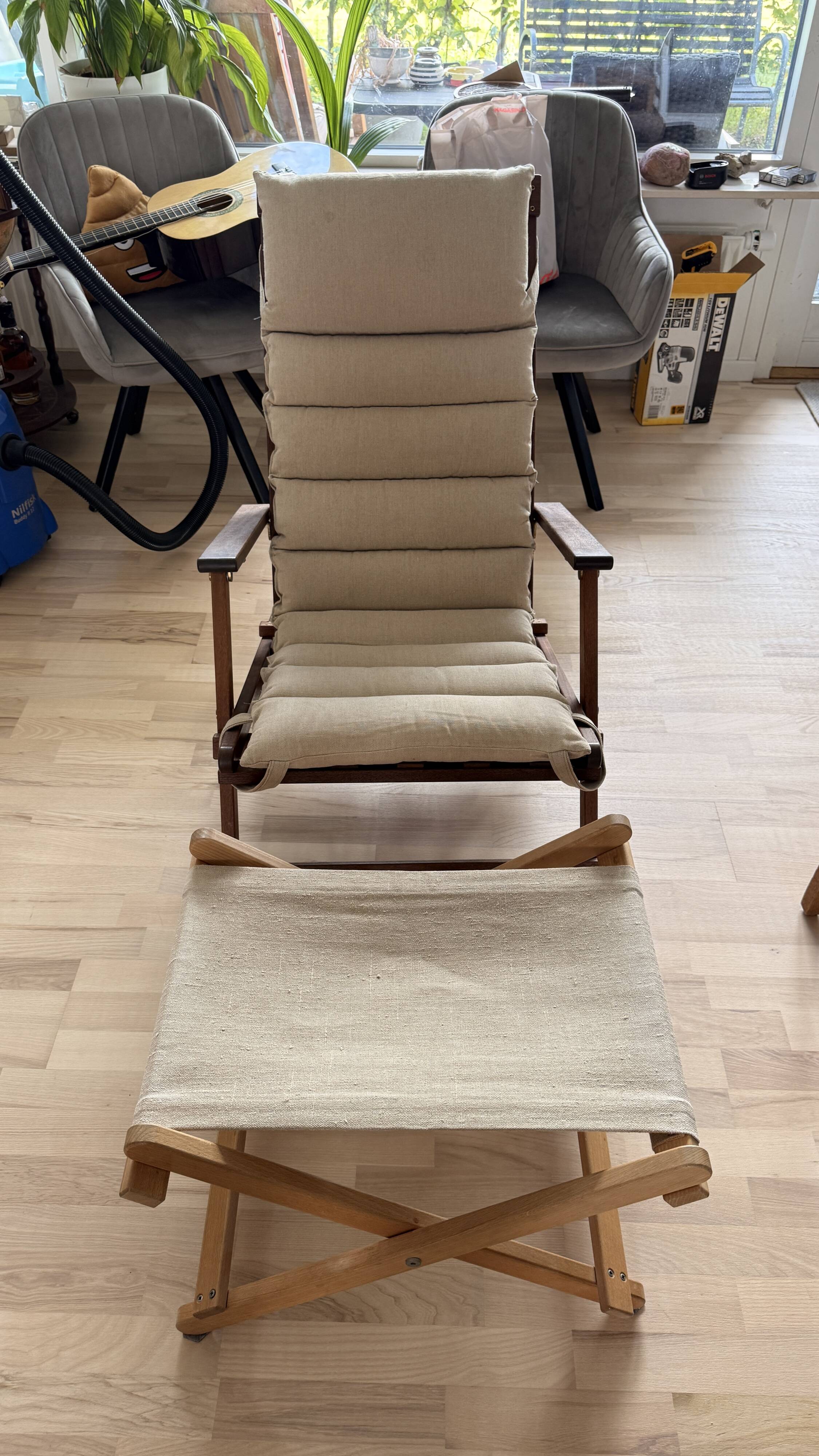 Authentic Børge Mogensen chaise longue (Model 50) with footrest – Danish M