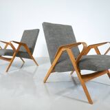 Mid-Century Modern Pair of Armchairs, 1950s, Czech Republic (New Ulphostery)
