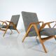 Mid-Century Modern Pair of Armchairs, 1950s, Czech Republic (New Ulphostery)