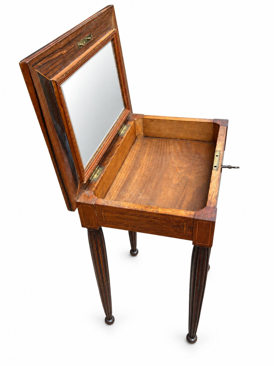 Table d’appoint marquetée avec miroir escamotable – XIXe siècle