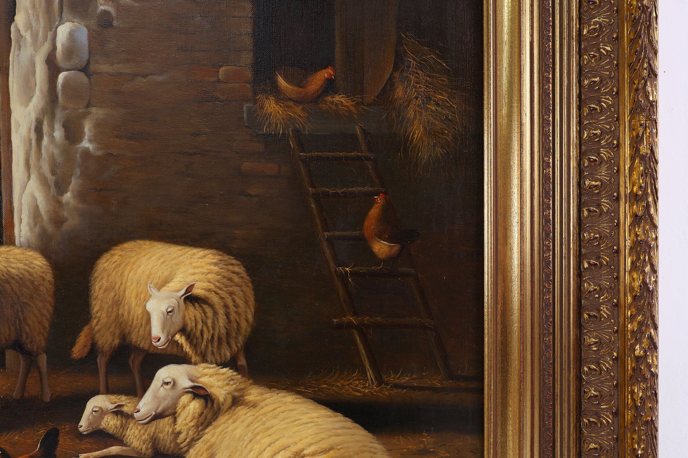 Belgian Artist, Baroque Scene, 1991, Oil on Canvas, Frame