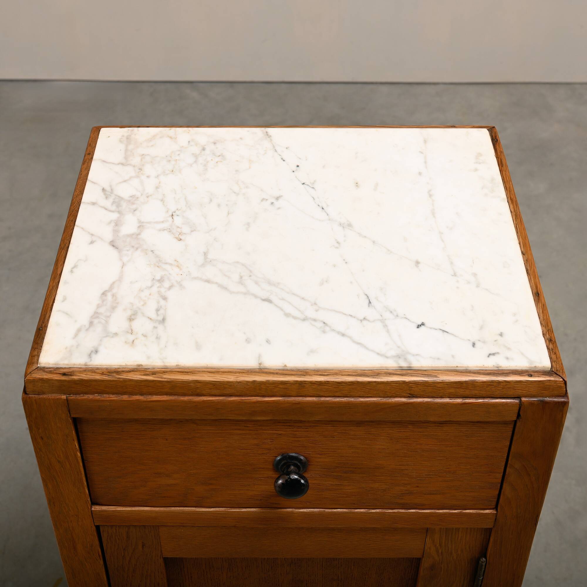 Art Deco Nightstand or Bedside table Oak and Marble, Dutch, 1930s