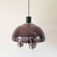 Three-branched chandelier in smoked plexi and chrome, Space Age, 1970