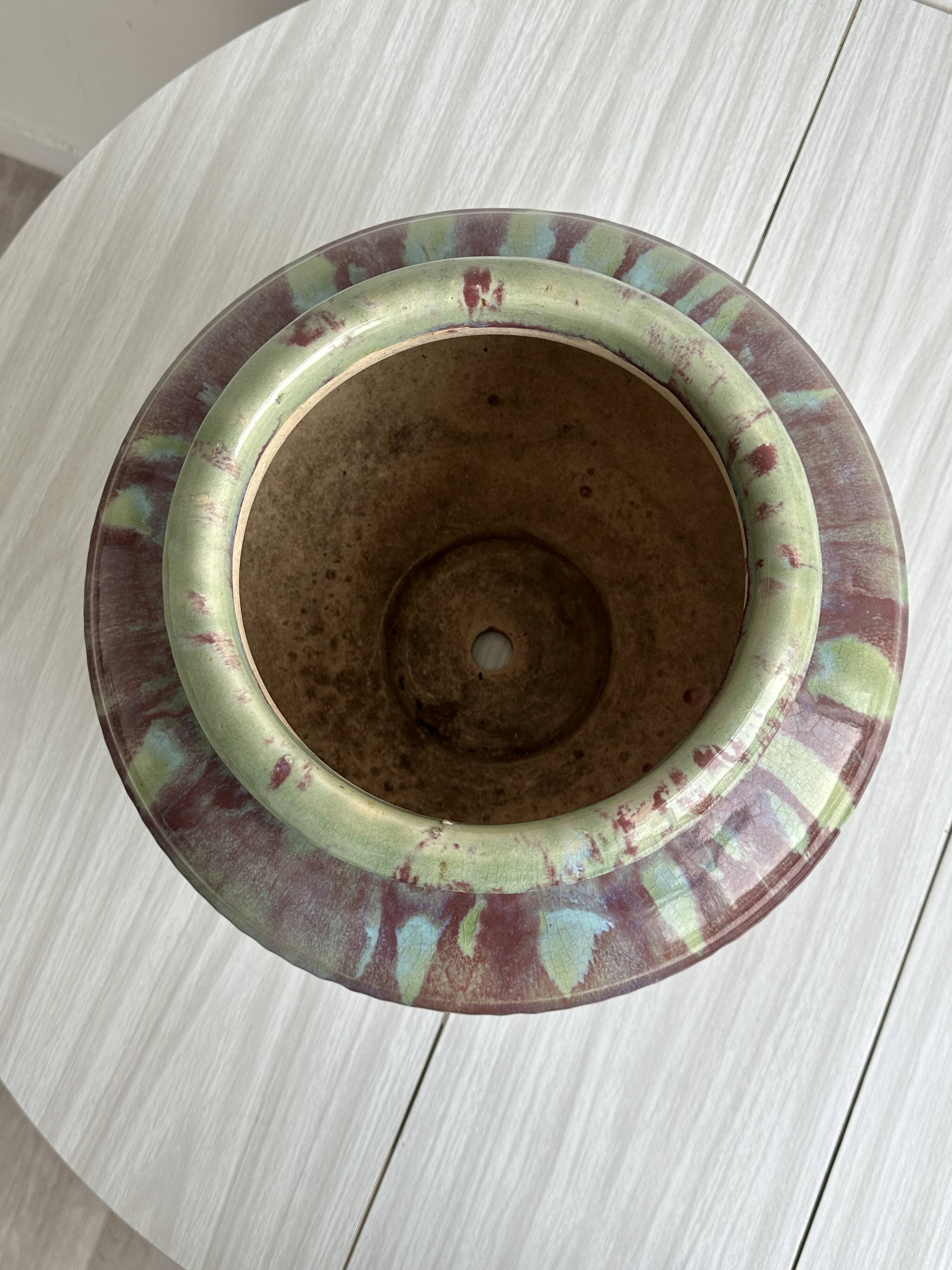 Large multicolored handmade ceramic plant pot
