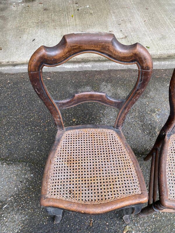 2 chaises cannées Louis Philippe du 18ème