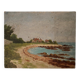 Oil on cardboard seaside beach landscape 1930