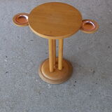 Small smoker's table, side table, Scandinavian blond wood, tripod, vintage 70'