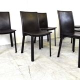 Vintage brown leather dining chairs, 1980s