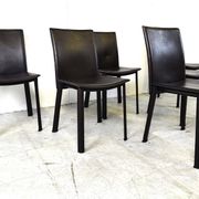 Vintage brown leather dining chairs, 1980s