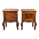 Pair of Louis XV style bedside tables with marquetry veneer, marble top, f