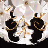 Set of 2 Murano Spherical Chandelier Full of White Flowers, 1980s