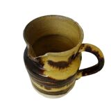 Cruche ancienne en faïence française de Dieulefit, à glace jaune