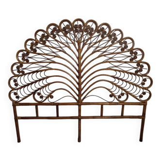 Vintage rattan “Peacock” headboard