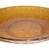Large orange braided glass dish 27.5 cm